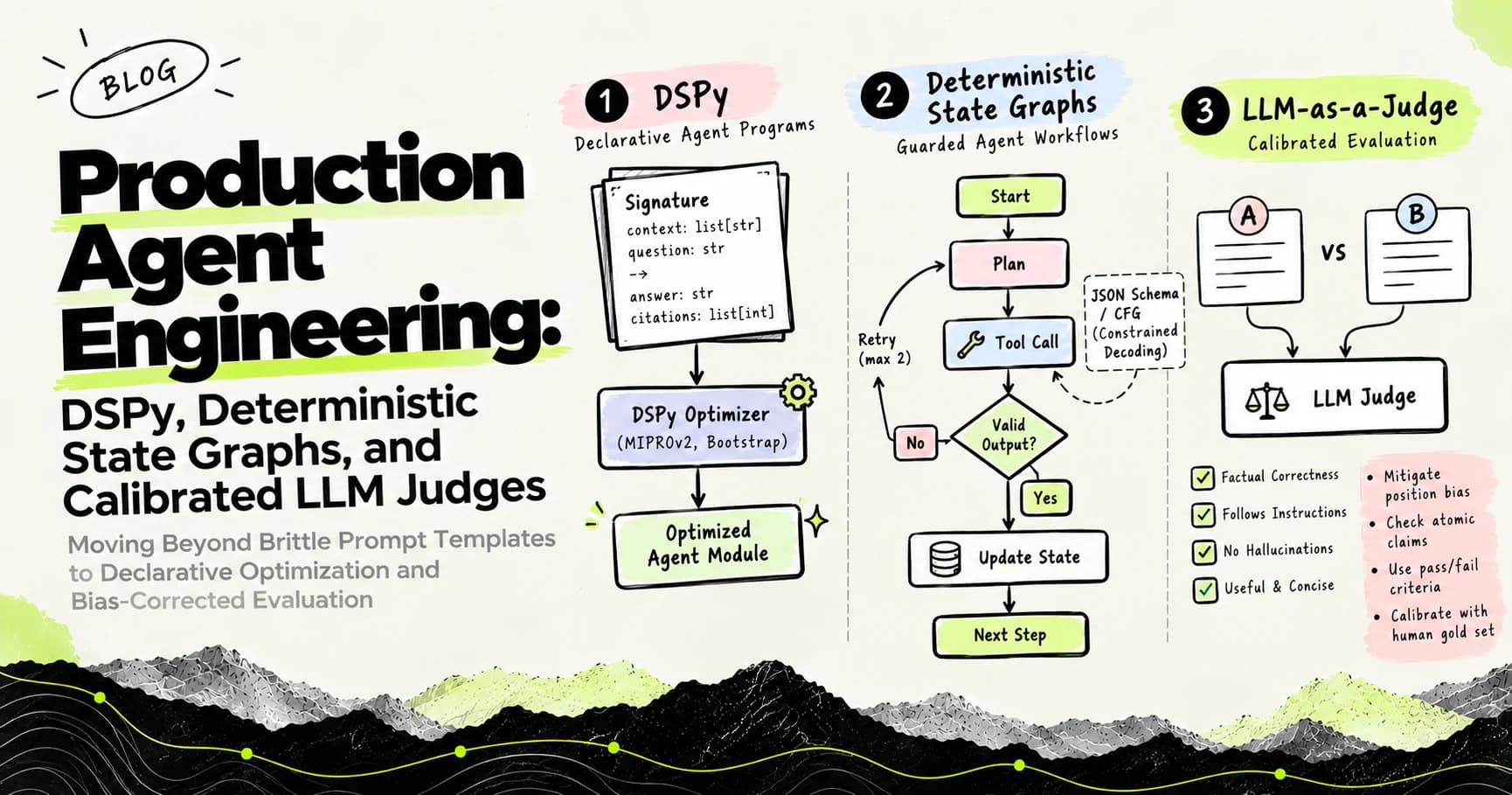Production Agent Engineering: DSPy, Deterministic State Graphs, and Calibrated LLM Judges